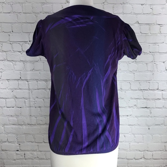 Jump Purple Animal Print Short Sleeve V-neck Top - Size Medium - Picture 4 of 5